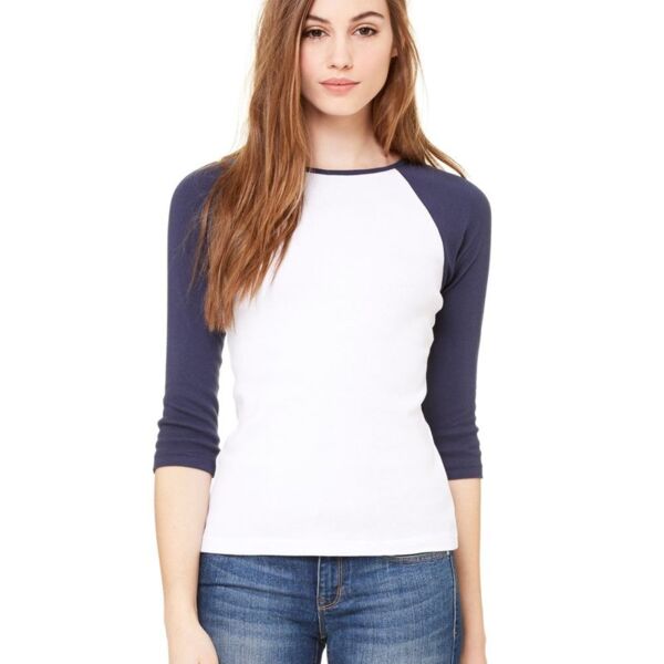 Ladies' Baby Rib Three-Quarter Sleeve Raglan T-Shirt Thumbnail